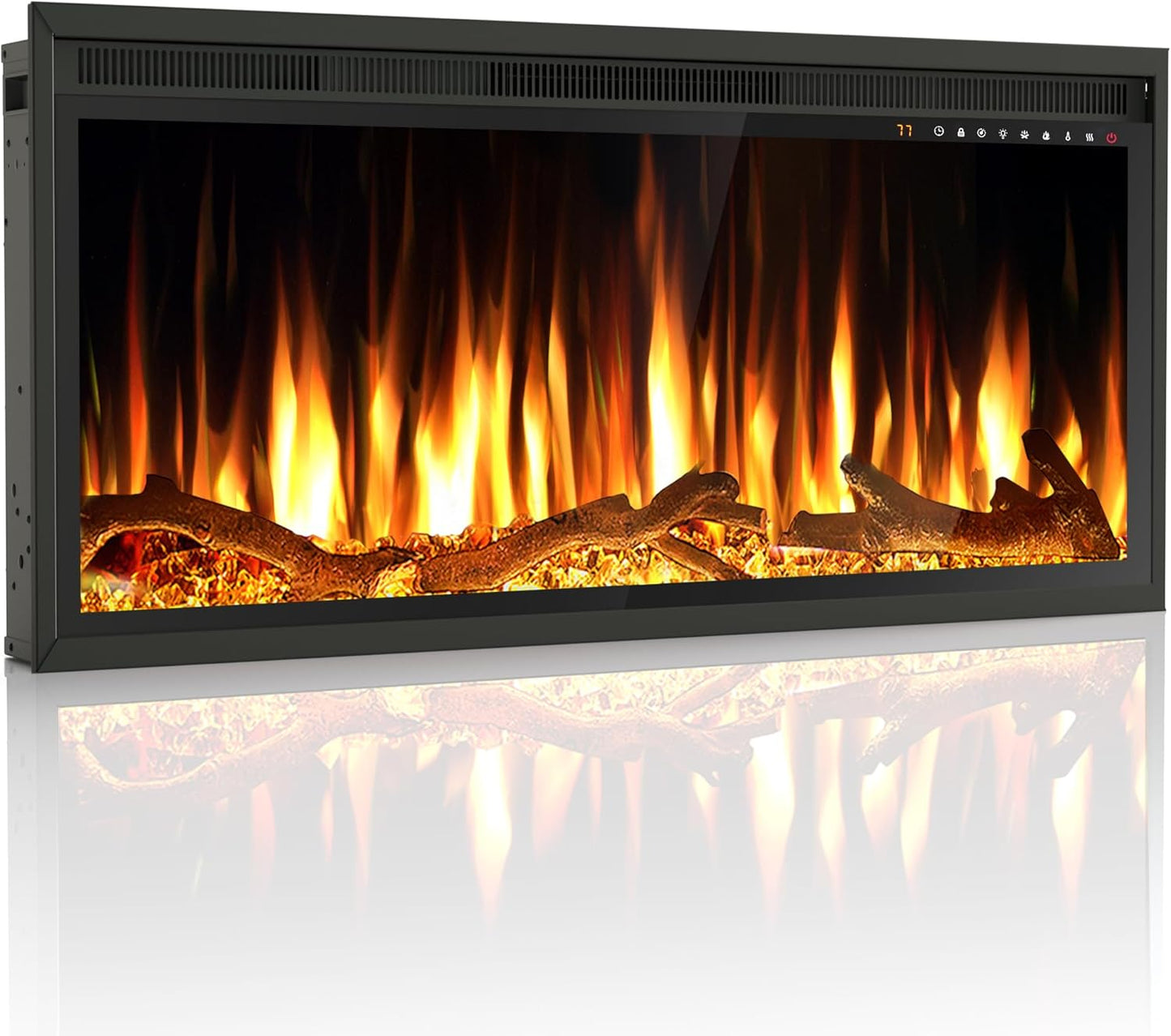 Riseon 36 Electric Fireplace: Adjustable Flame Colors, Touch Screen Control