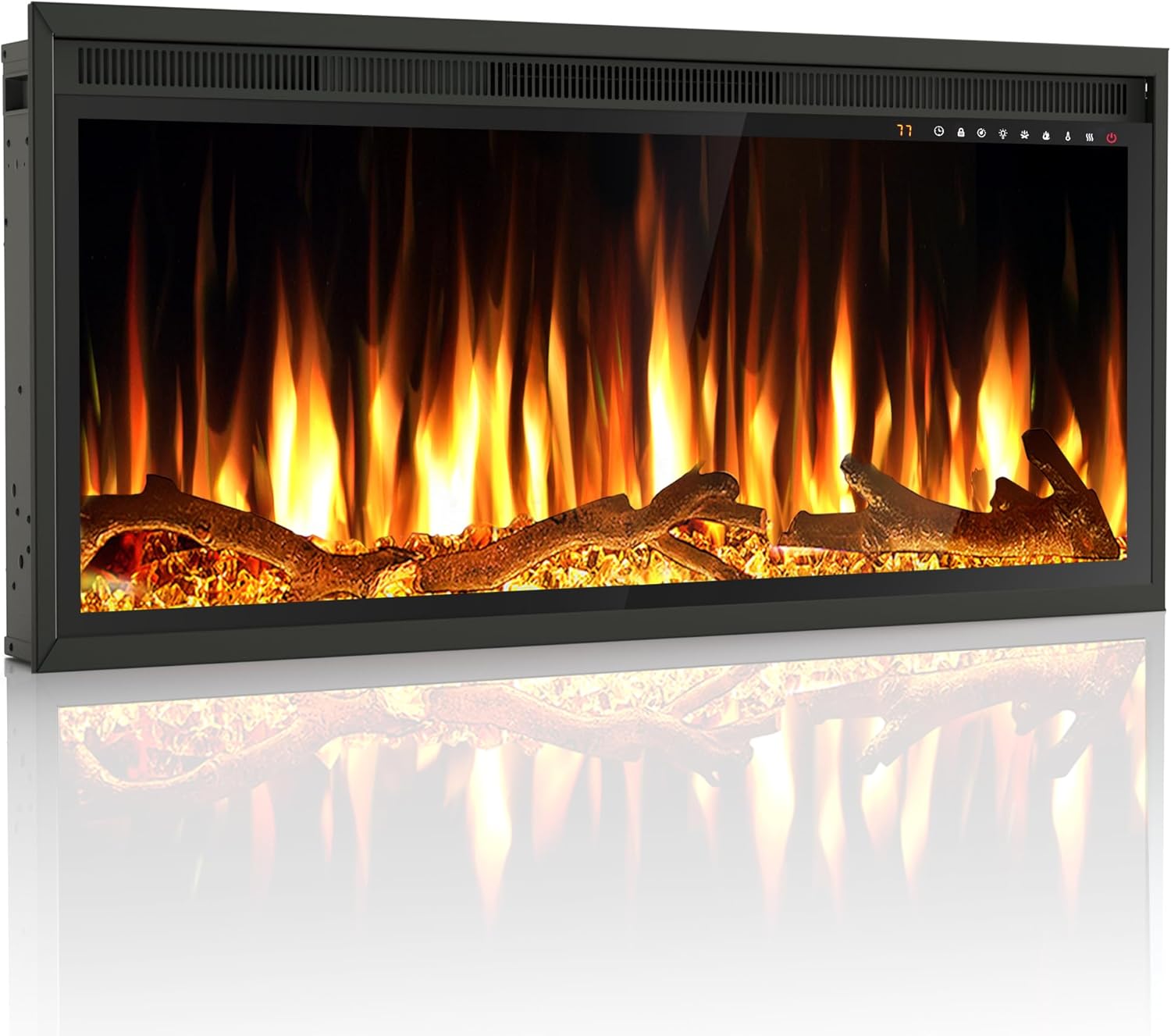 Riseon 36 Electric Fireplace: Adjustable Flame Colors, Touch Screen Control