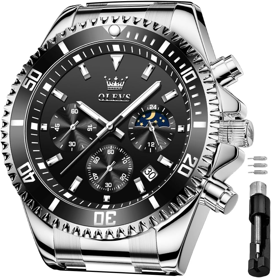 OLEVS Men's Waterproof Chronograph Watch with Luminous Face