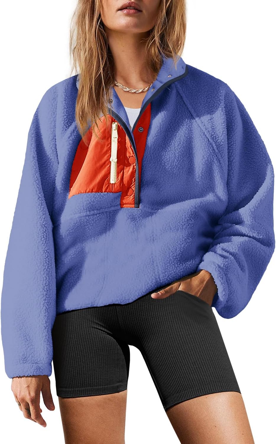 Yanekop Womens Fuzzy Fleece Pullover Sherpa Sweatshirt Jacket