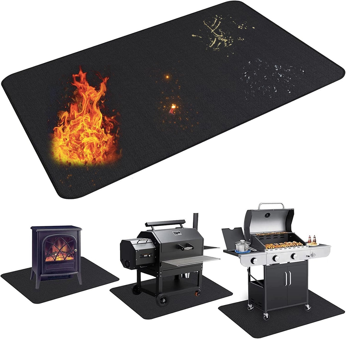 UBeesize Grill Mat - 60x42 inch Fireproof BBQ Protector for Outdoors