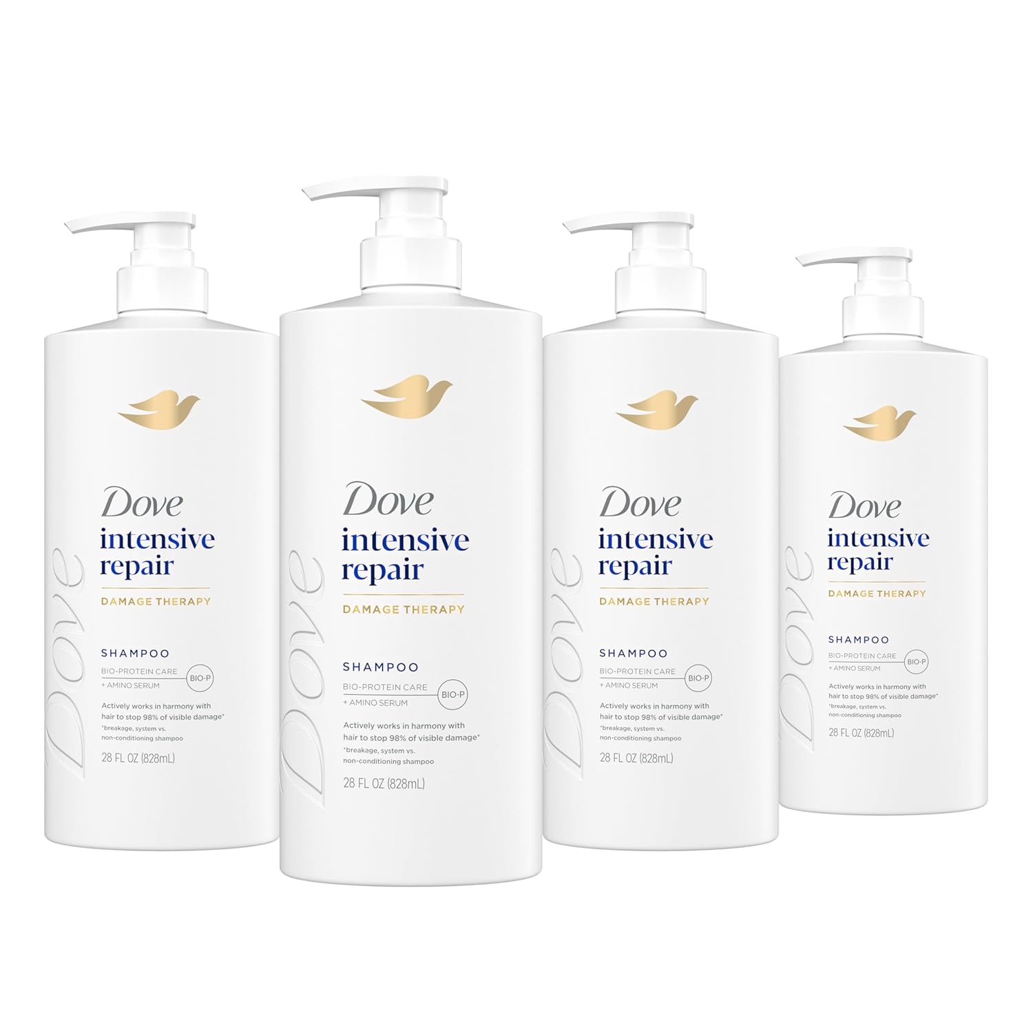 Dove Shampoo 4 Pack Intensive Repair for Damaged Hair Care
