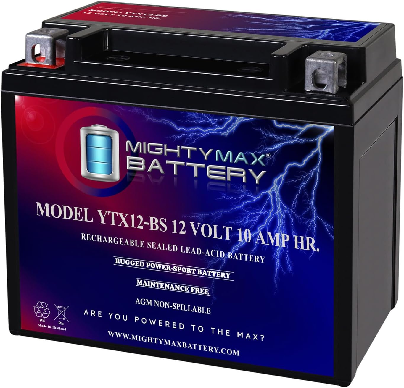 Mighty Max Battery YTX12-BS - Reliable 12V 10AH Motorcycle Power