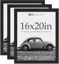VCK 16x20 Picture Frames for Wall - Black Oak 3 Pack
