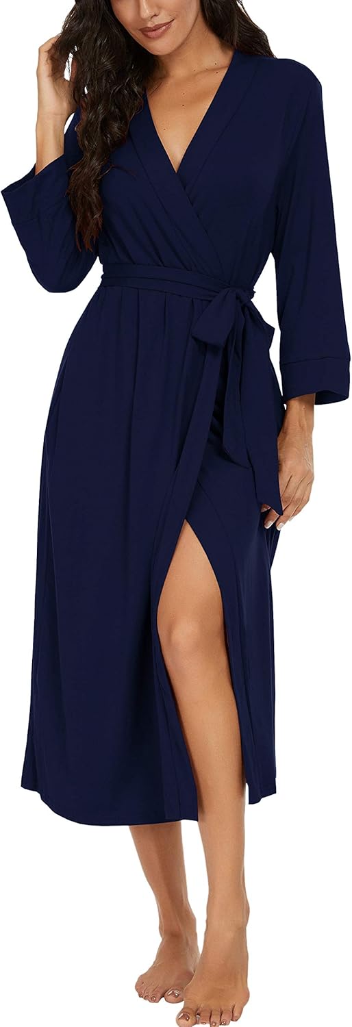 VINTATRE Women Kimono Robes Long Knit Bathrobe for Comfort