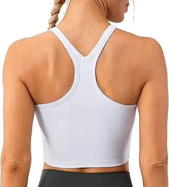 Lavento Women's Racerback Sports Bra Yoga Crop Top with Built-in Bra