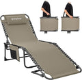 Folding Chaise Lounge Chair for Outside - Adjustable 5-Position