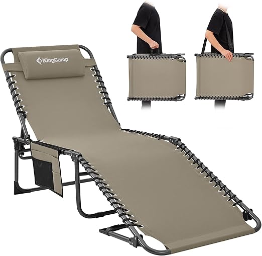 KingCamp Folding Chaise Lounge Chair for Beach and Patio Use