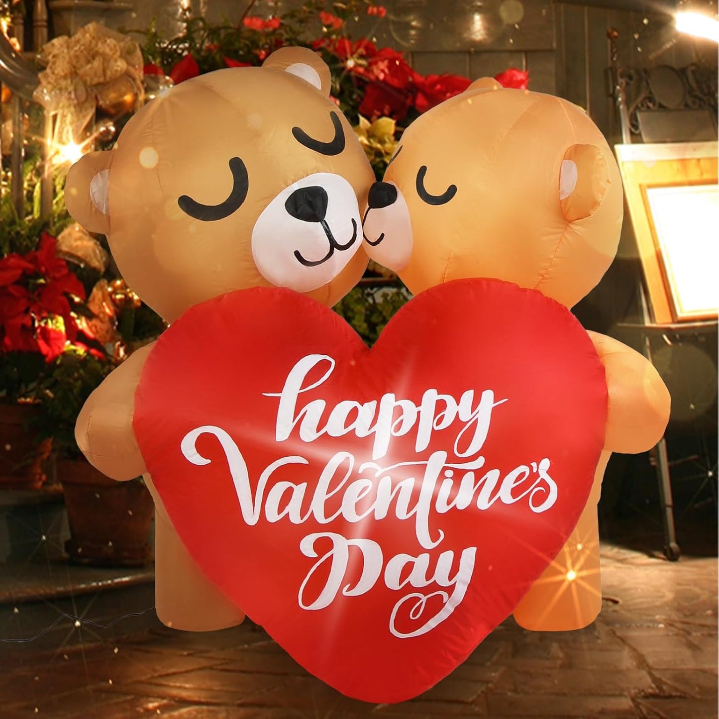 Valentines Inflatables Outdoor 4FT Couple Bear with Heart Design