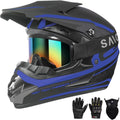Youth Motocross Helmet for Adults - Purple Blue S, Full Face Set