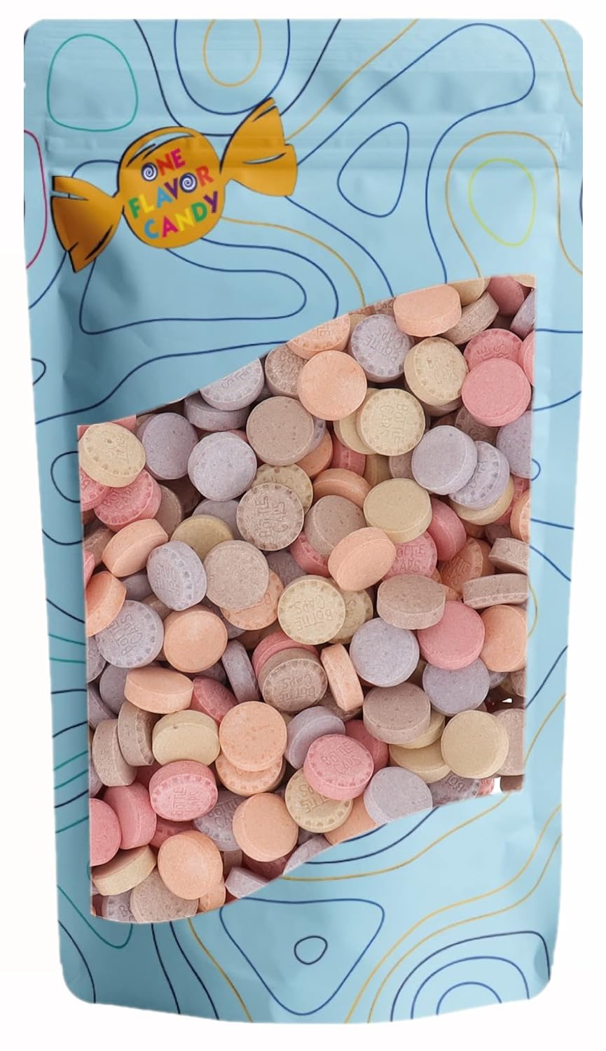 One Flavor Candy Bottle Caps Candy in Resealable Bag 2lb