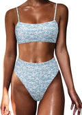 MOSHENGQI Women High Waisted Bikini Set - Flattering High Cut Swim
