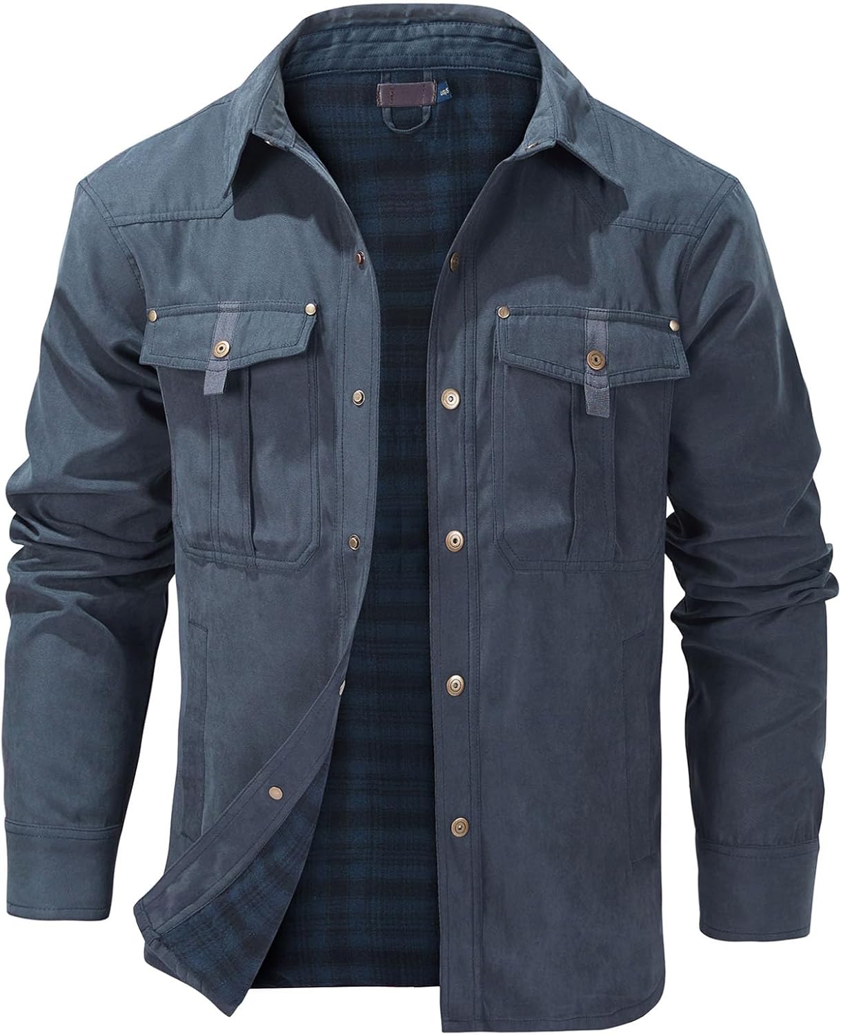 Flygo Mens Flannel Lined Shirt Jacket for Rugged Outdoor Style