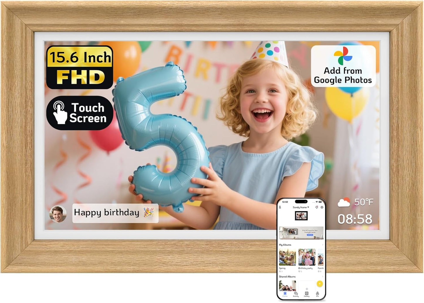 NexFoto 15.6 inch Touchscreen Digital Picture Frame with WiFi