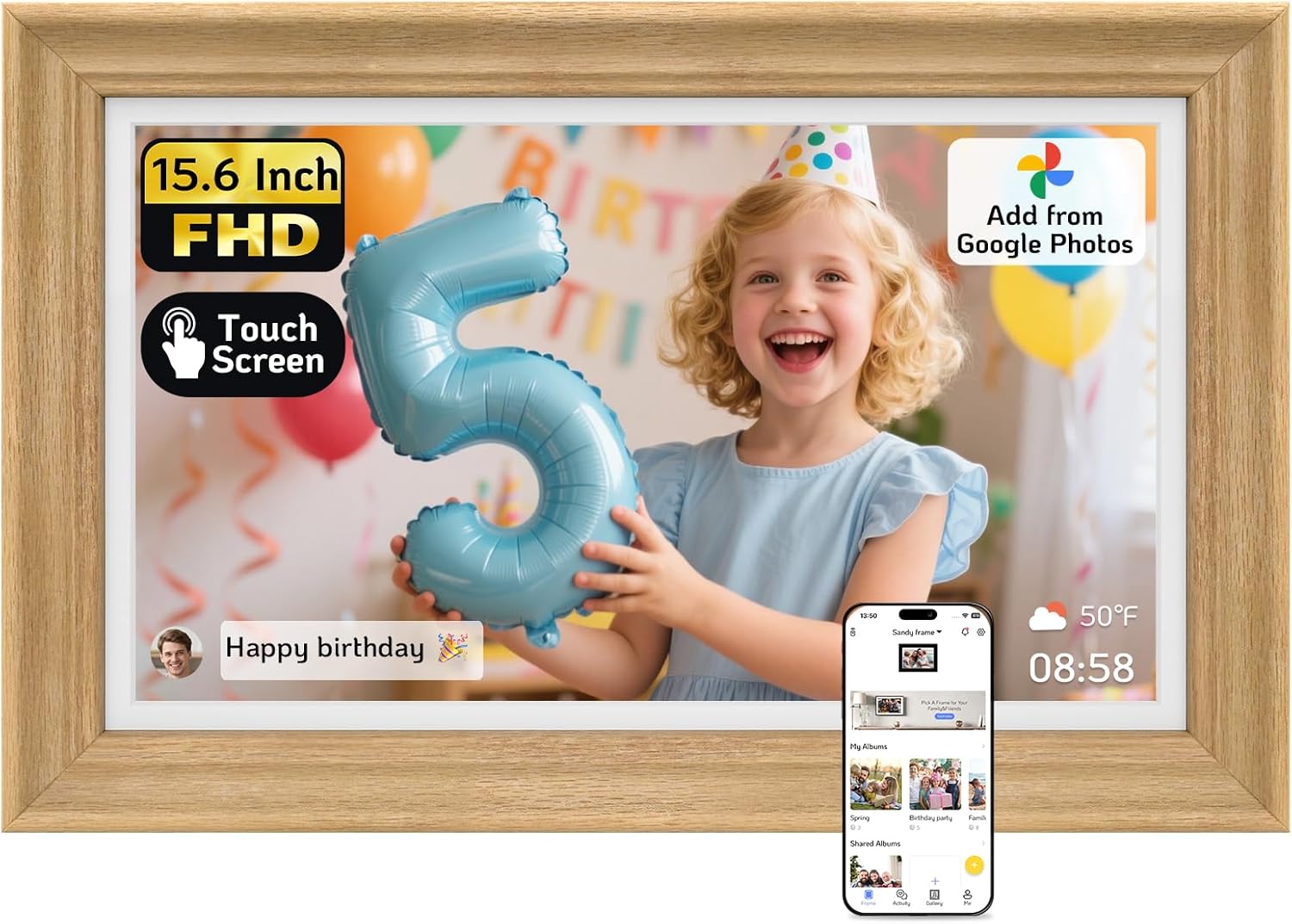 NexFoto 15.6 inch Touchscreen Digital Picture Frame with WiFi