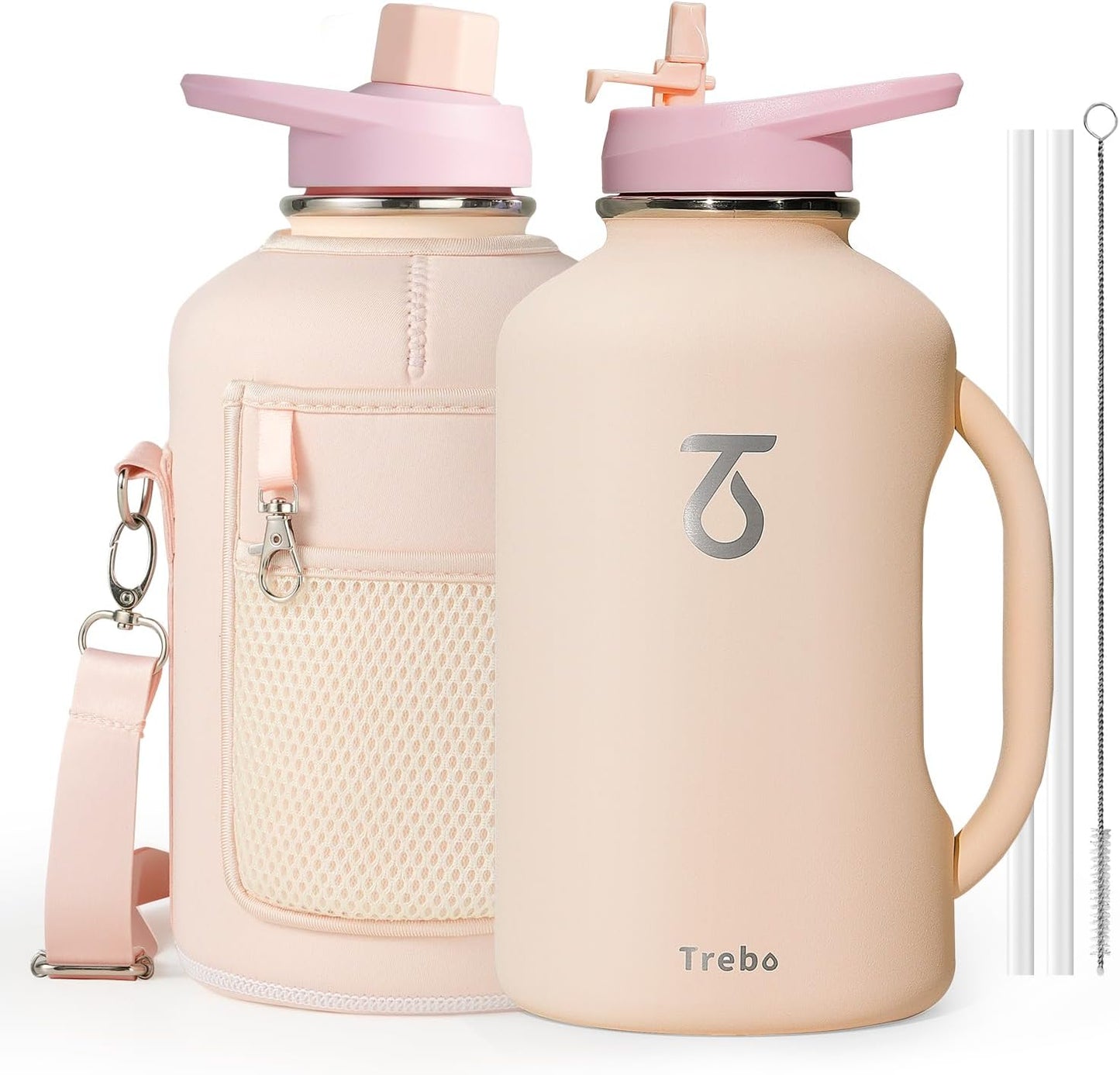 Trebo Half Gallon Water Bottle Insulated 64oz with Handle
