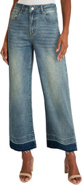 Astylish High Waisted Wide Leg Jeans - Comfortable Stretch Fit