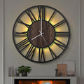 Large LED Wall Clock 24in Black Roman Numbers - Silent Luminous