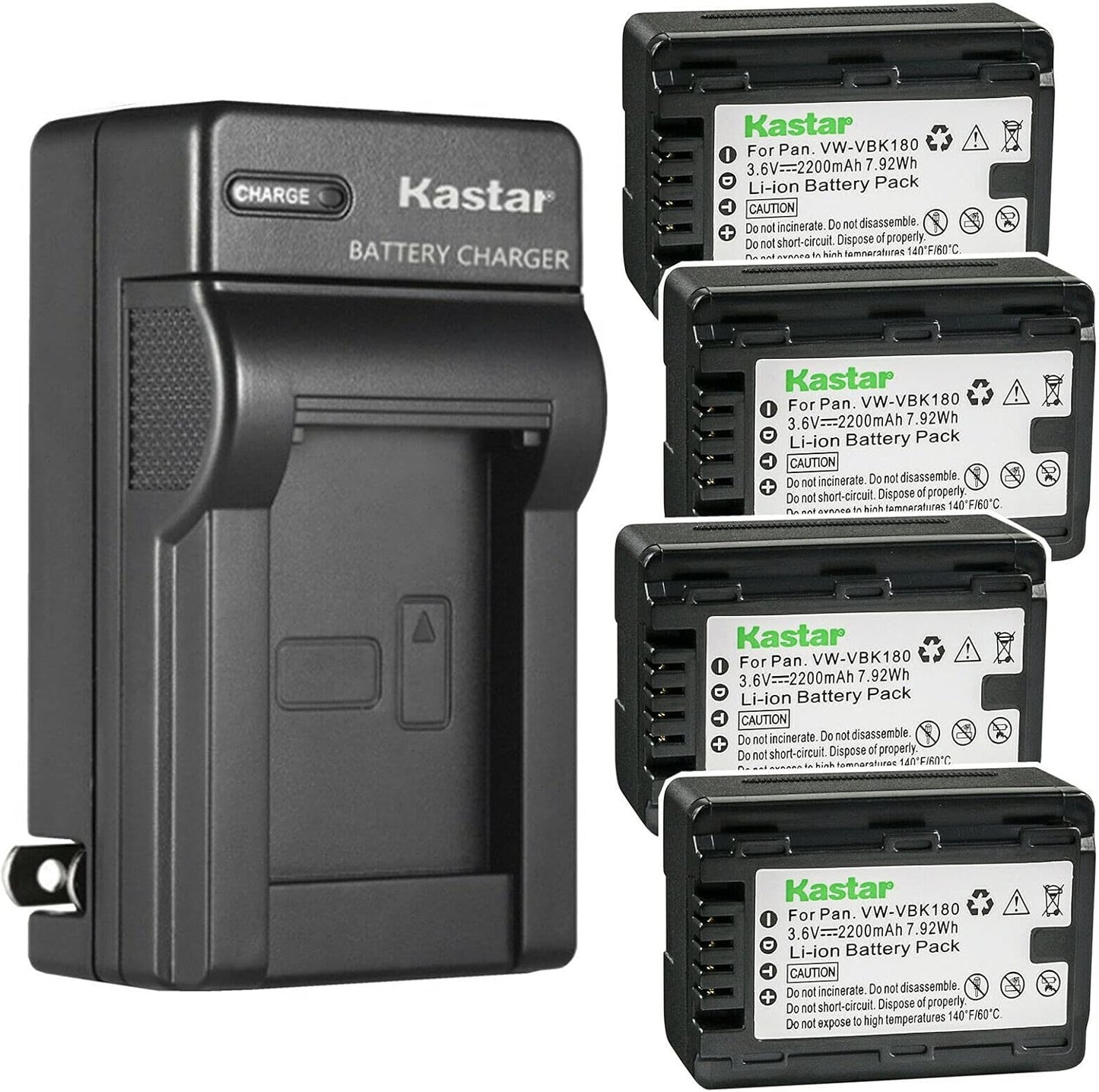 Kastar 4-Pack Battery and AC Wall Charger for Panasonic Cameras