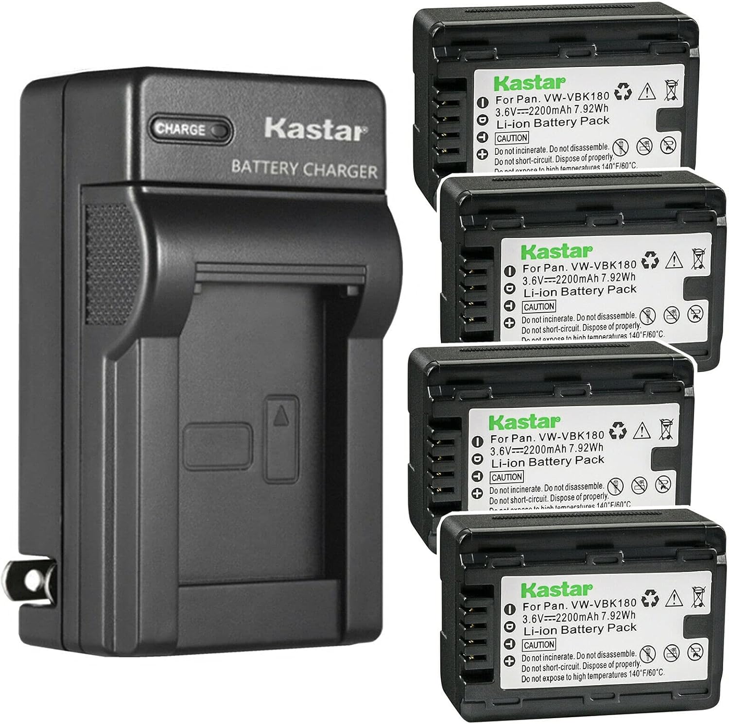 Kastar 4-Pack Battery and AC Wall Charger for Panasonic Cameras