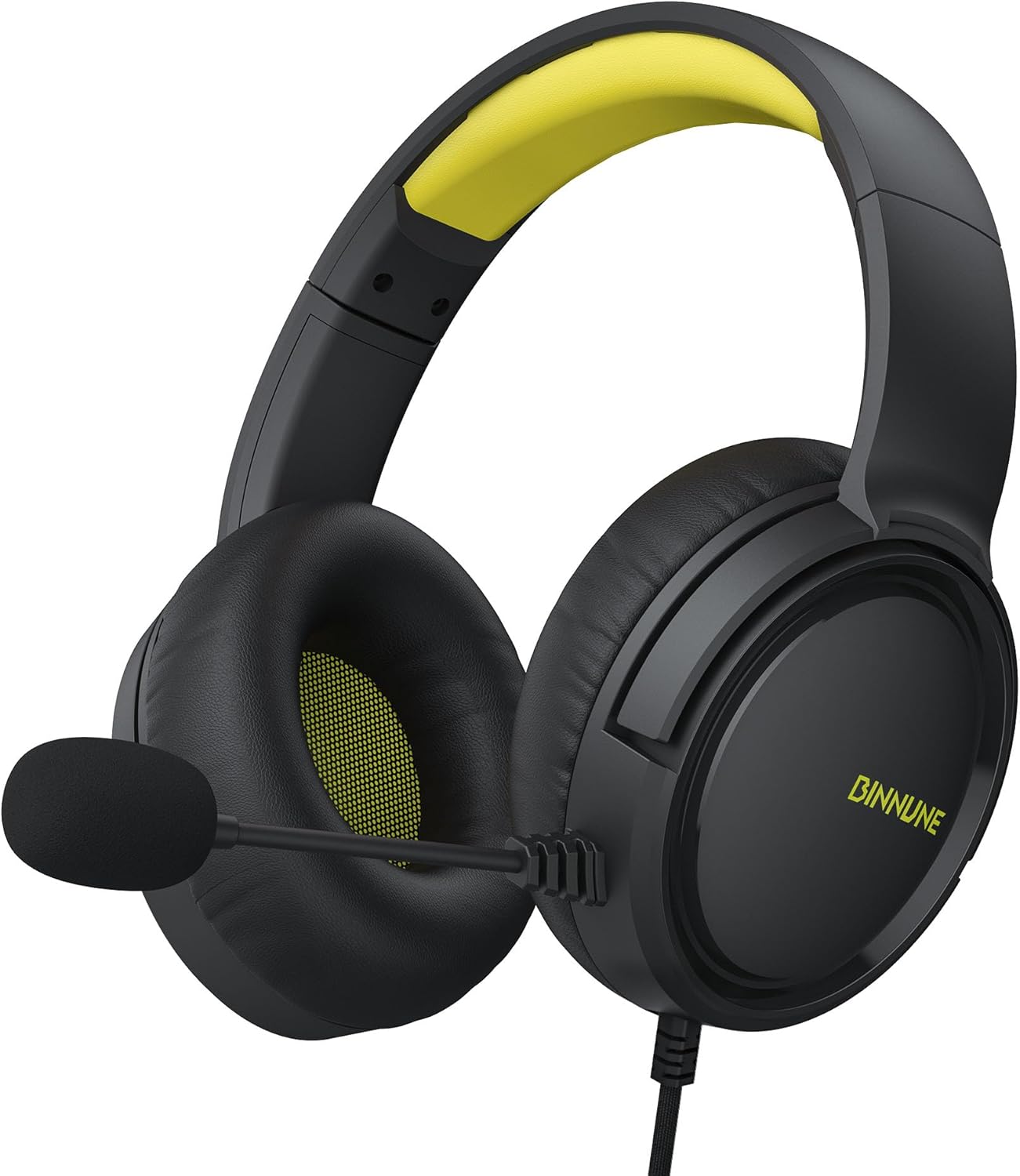 BINNUNE Gaming Headset with Mic for Xbox PS4 PS5 PC NS - Yellow