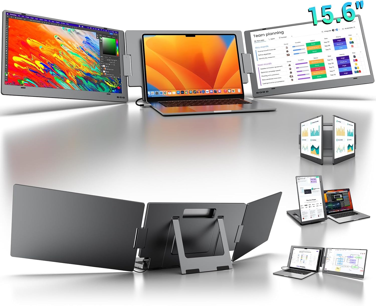 KYY 15.6 Portable Triple Monitor for Laptop - Plug&Play FHD
