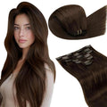 LaaVoo Human Hair Clip in Extensions Brown 18 in - Natural Full Look