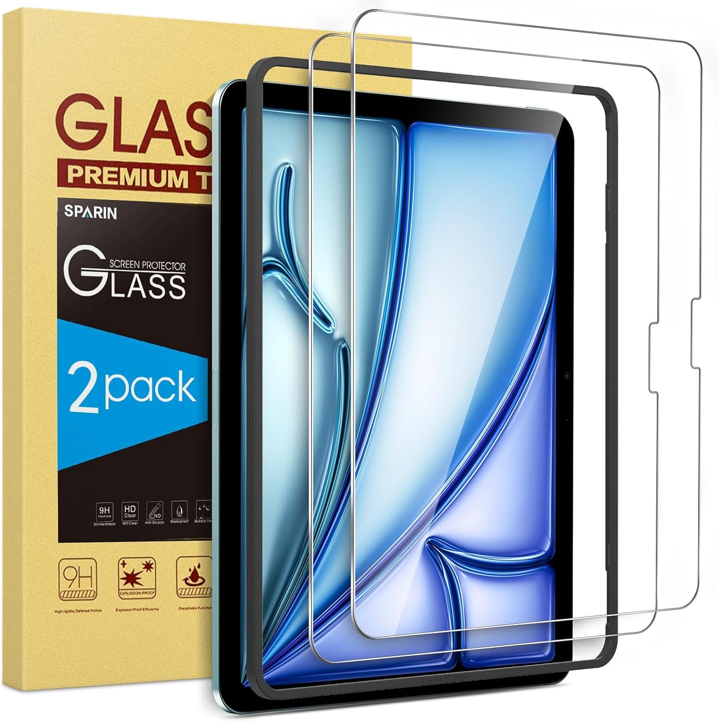 iPad Air 11-inch M2 2024 Screen Protector x2 - Case Friendly, Anti-Scratch Tempered Glass