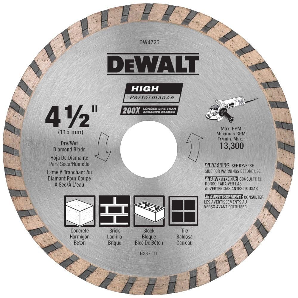 DEWALT 4-1/2-Inch Diamond Blade - Precision Dry Cutting