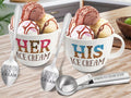 Anniversary Couple Gift Ice Cream Bowls and Spoon Scoop Set - His Her