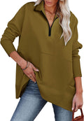 Women's Casual Oversized Half Zip Sweatshirt - Soft Long Sleeve
