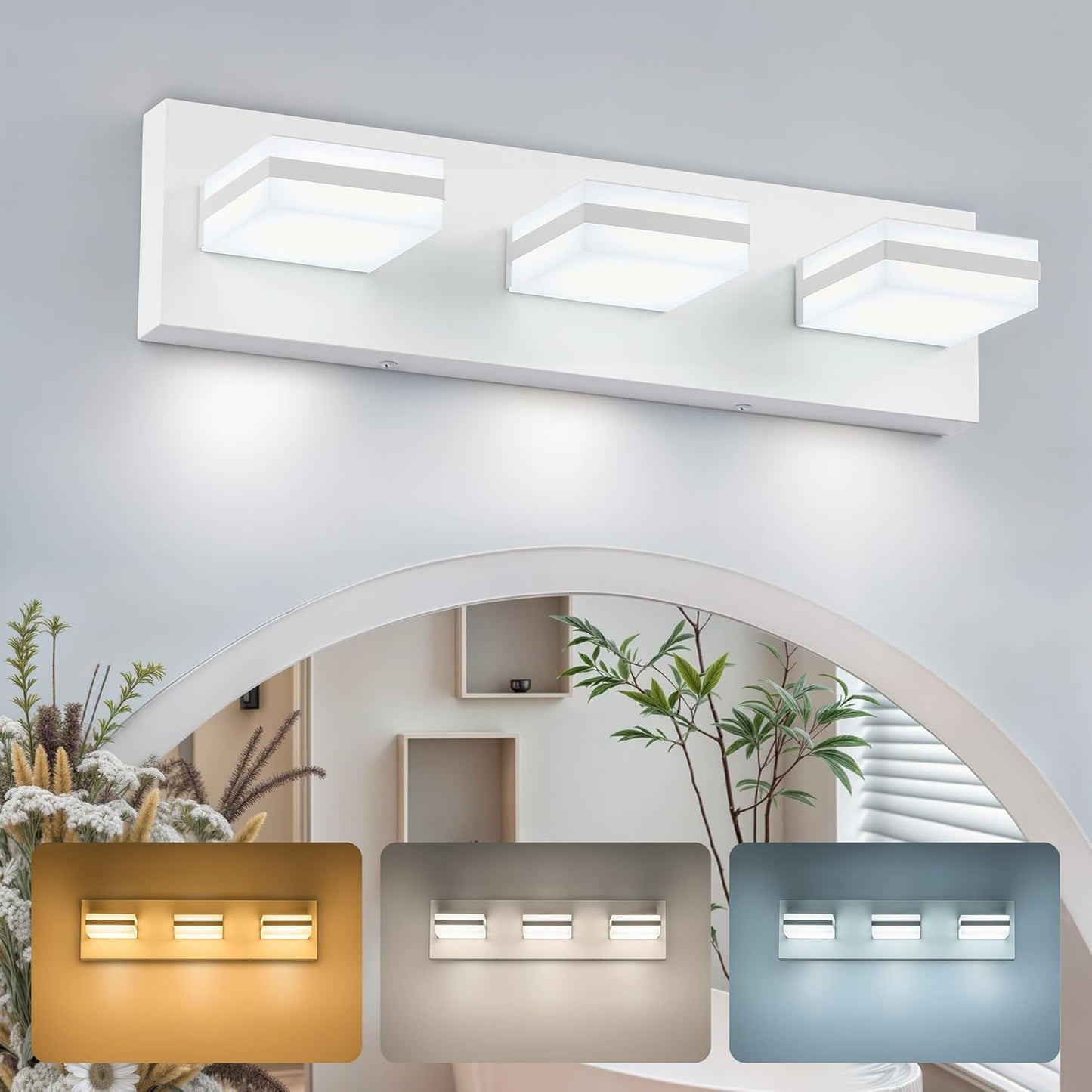 VONLUCE Bathroom Vanity Light Fixture with 3 Rotatable Shades