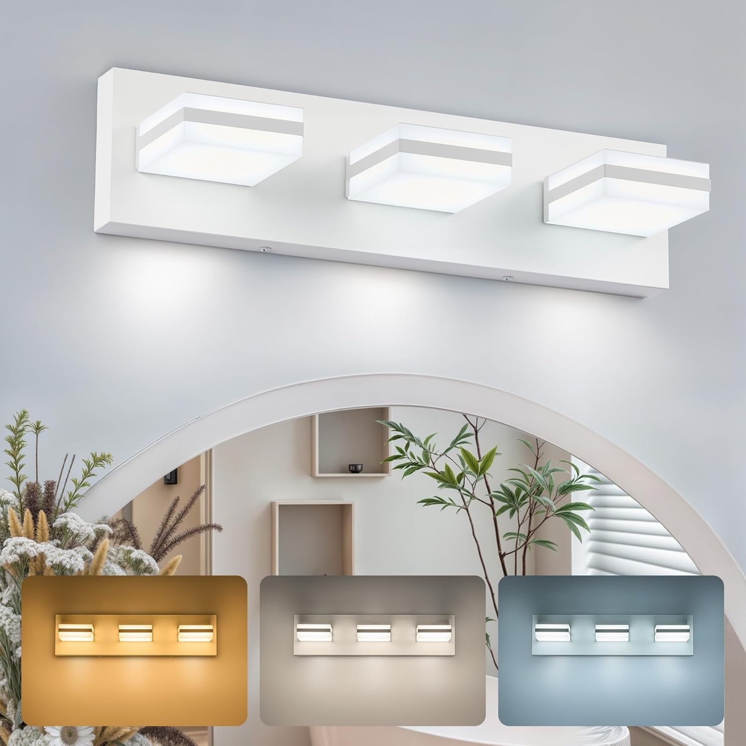 VONLUCE Bathroom Vanity Light Fixture with 3 Rotatable Shades