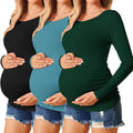 Womens Maternity Shirts Long Sleeve 3 Pack - Soft Stretch Tunics