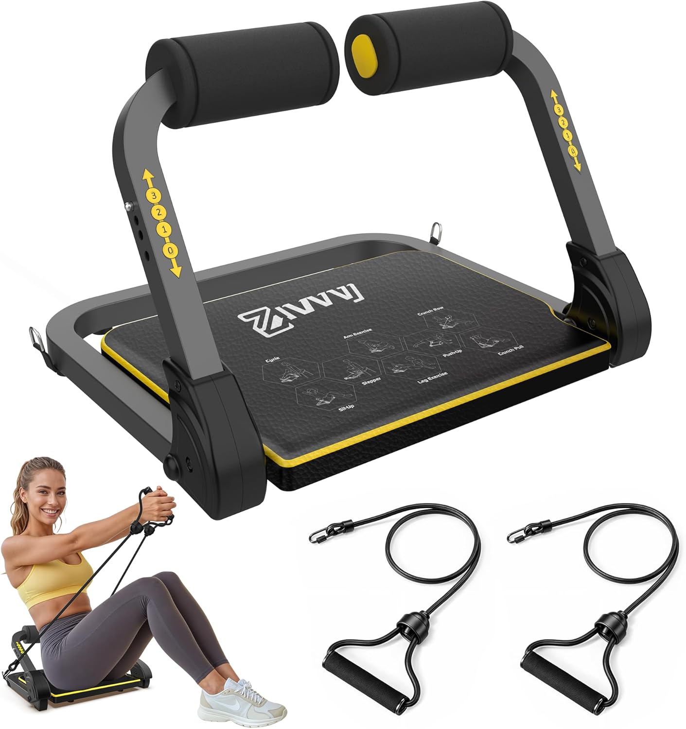 Total Core Trainer with Resistance Bands - Home Ab Workout Machine