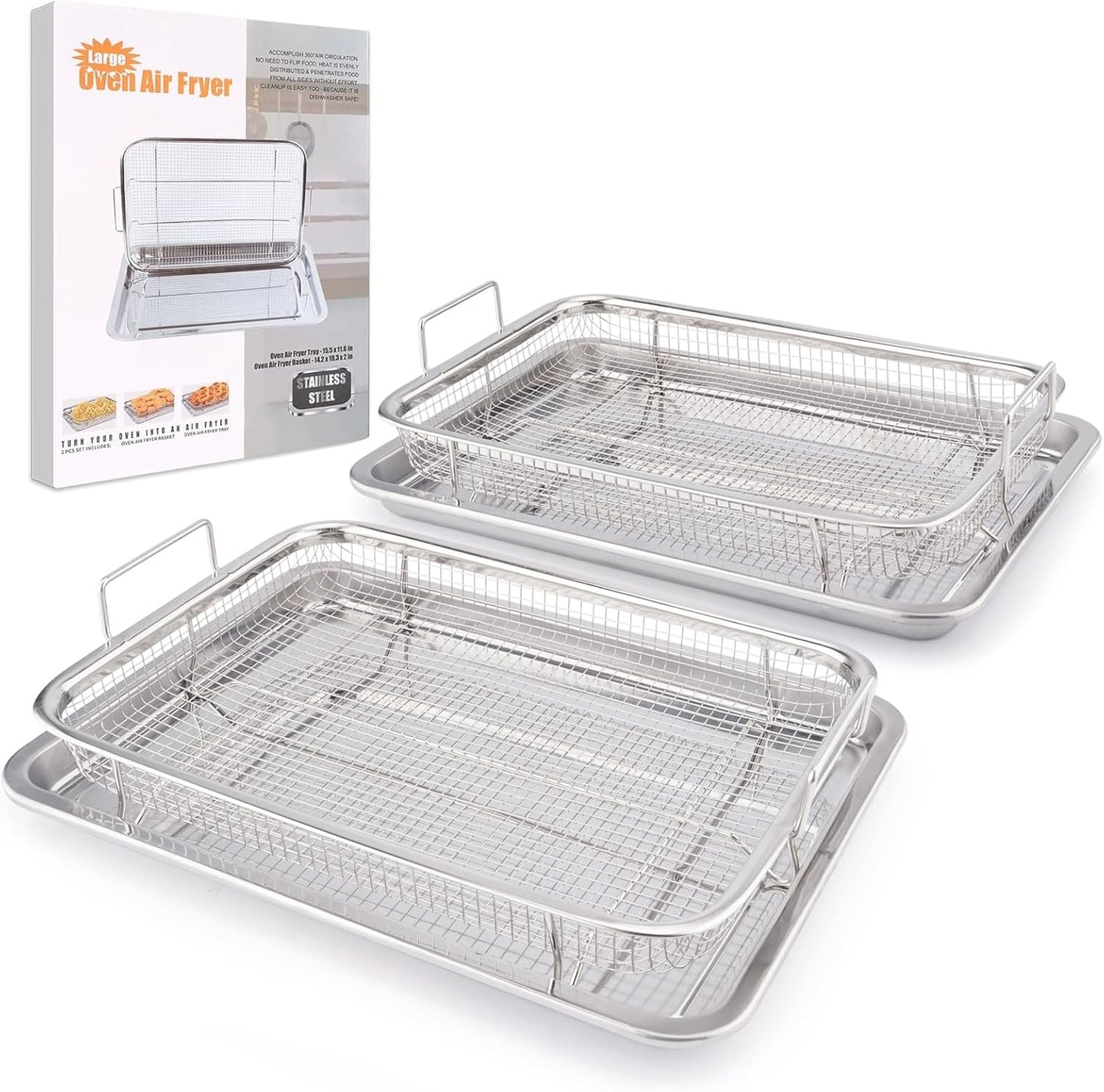 DONGULI 2-Pack Large Air Fryer Basket Set - Cook, Bake, Broil Easily!