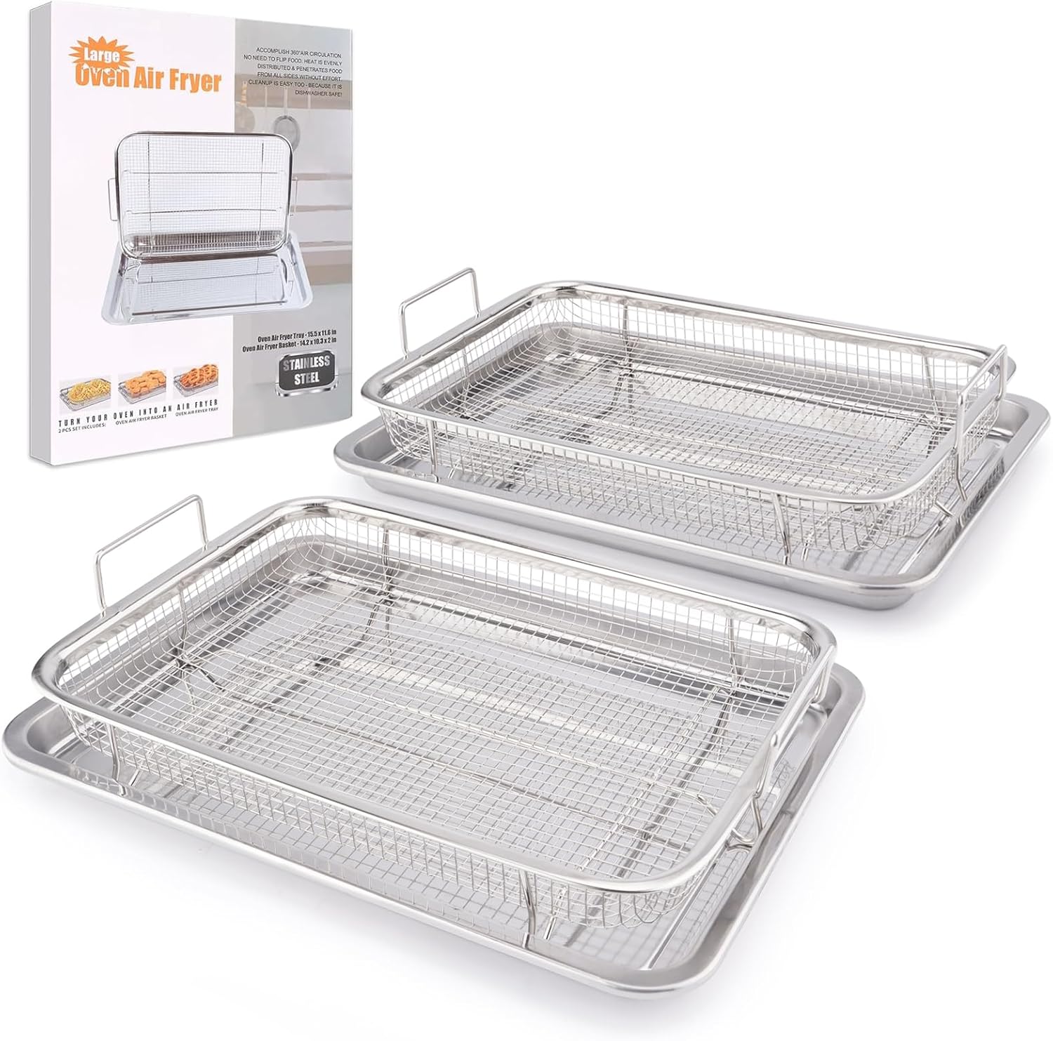 DONGULI 2-Pack Large Air Fryer Basket Set - Cook, Bake, Broil Easily!