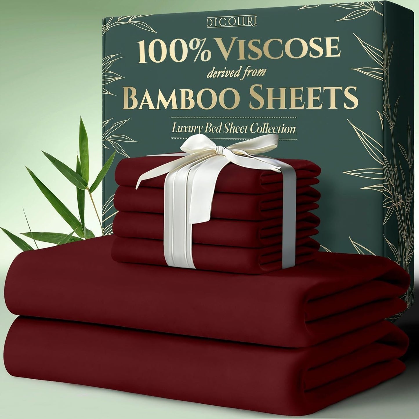 DECOLURE Bamboo Sheets Queen Size - Ultra Soft Comfort