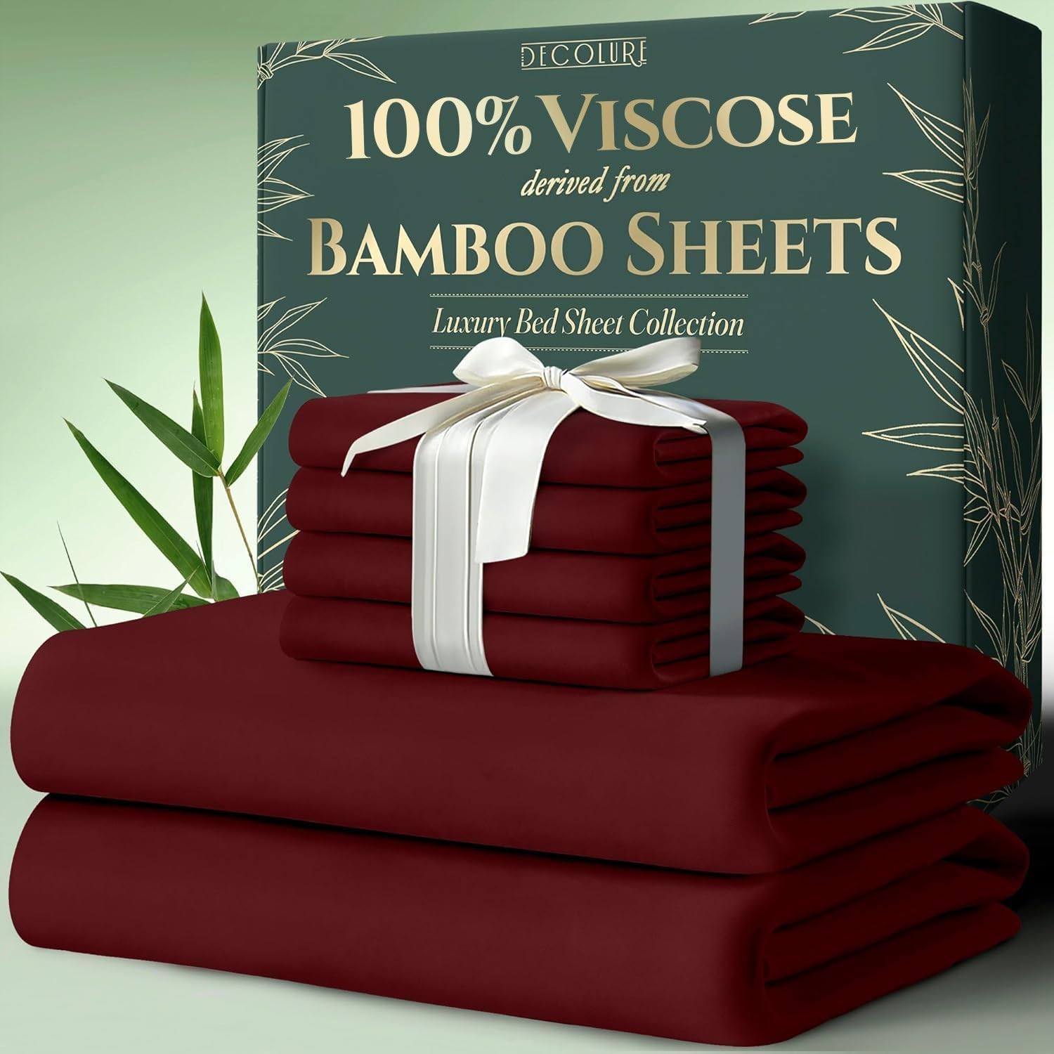 DECOLURE Bamboo Sheets Queen Size - Ultra Soft Comfort