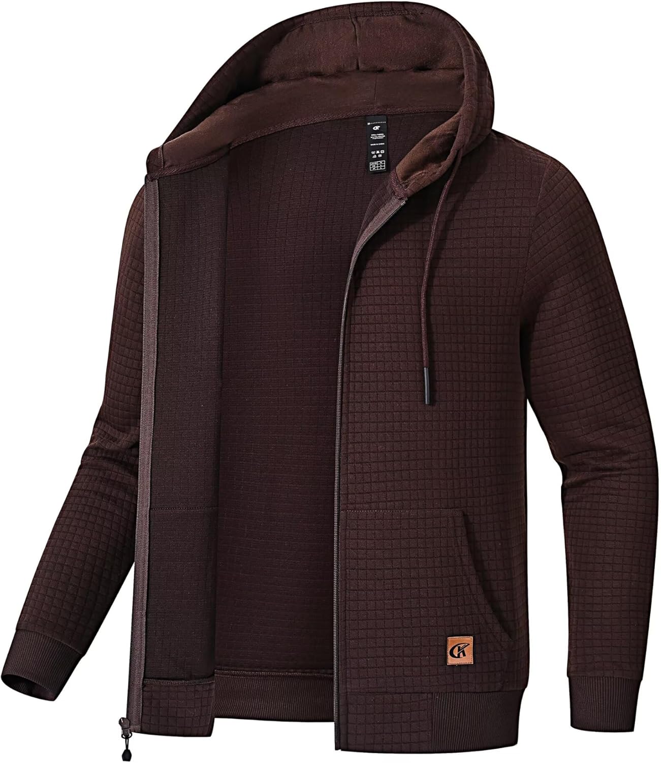 Satankud Men's Jacquard Plaid Lightweight Zipper Hoodie Jacket