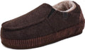 Mens Corduroy-Trim Moccasin Slippers - Warm Fuzzy Closed Back