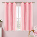 XiDi Pink Curtains with Sheer Star Overlay - Blackout Panels for Girls