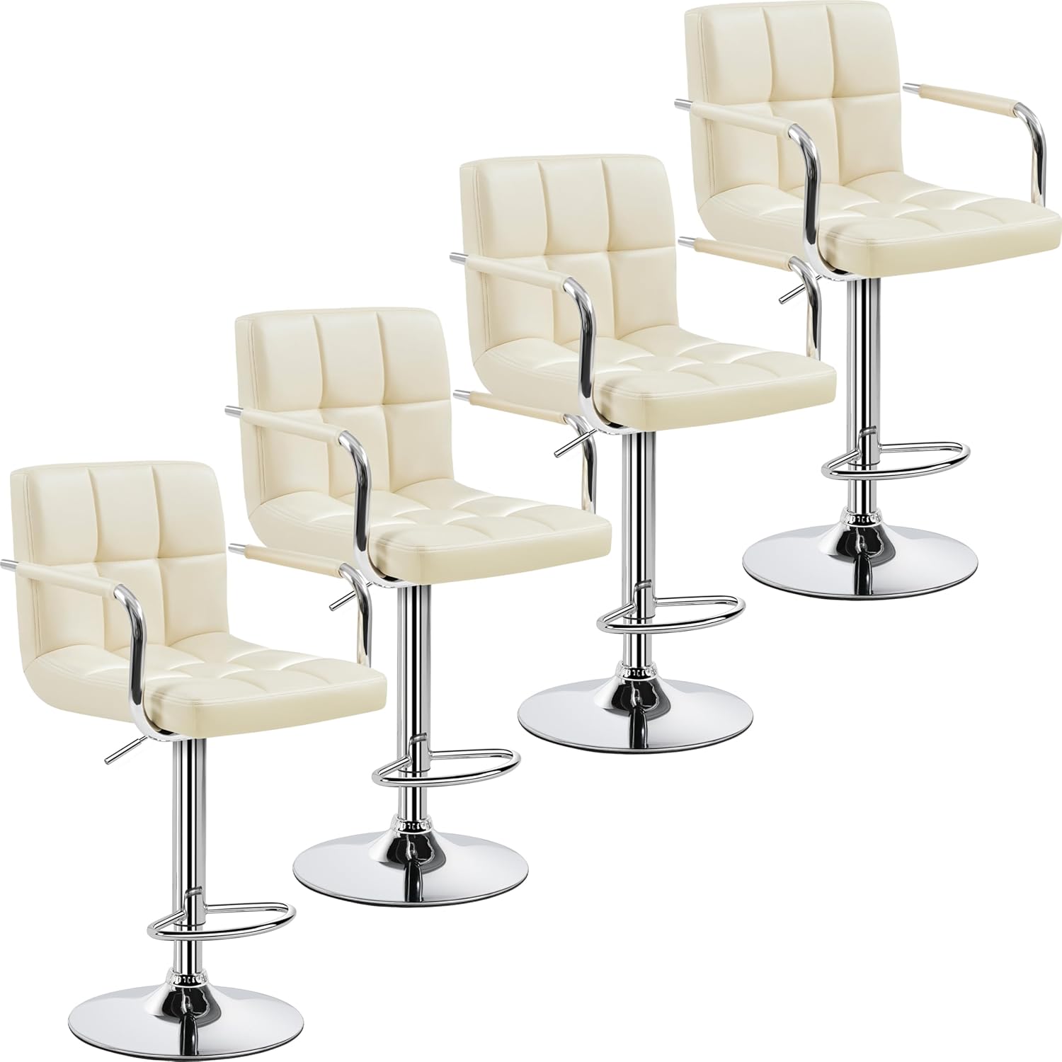 Yaheetech Adjustable Bar Stools Set of 4 with Armrests