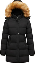 Women's Winter Thicken Puffer Coat with Removable Fur Hood - Warm Fit