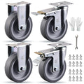 5 Inch Heavy Duty Caster Wheels Set of 4 with Brake for Furniture