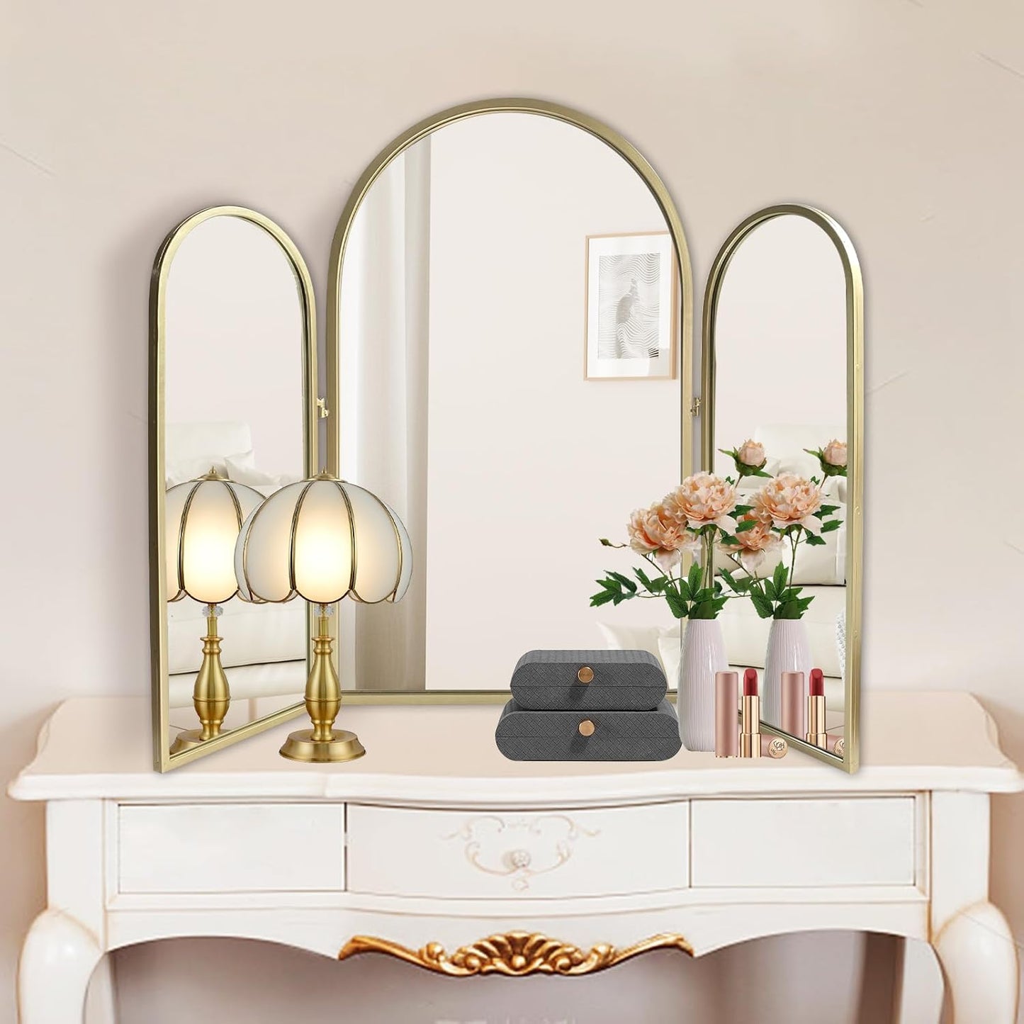 Trifold Vanity Mirrors 3 Way for Makeup and Home Decor