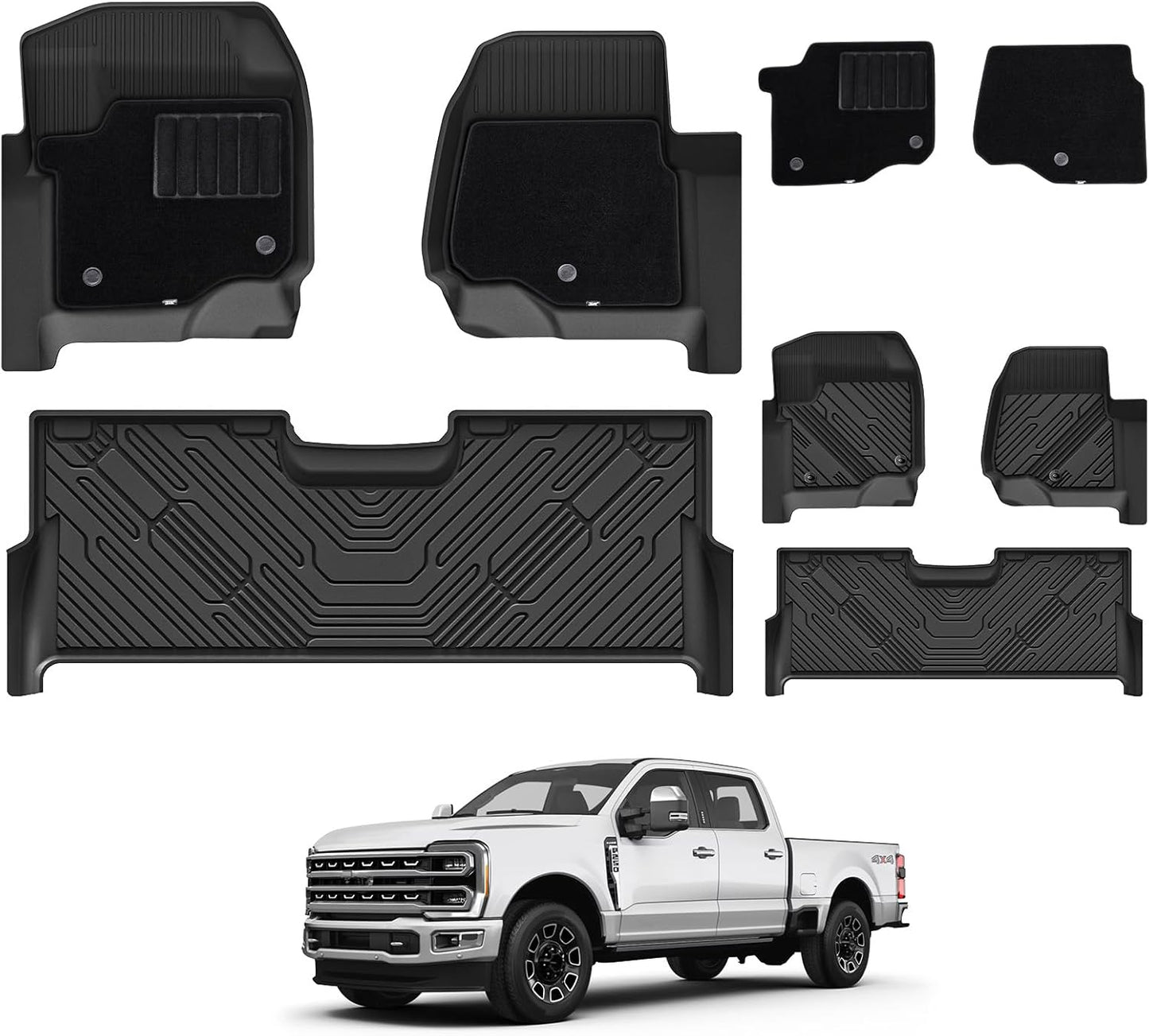 3W Floor Mats for Ford Super Duty Crew Cab F-250 F-350 F-450 F-550