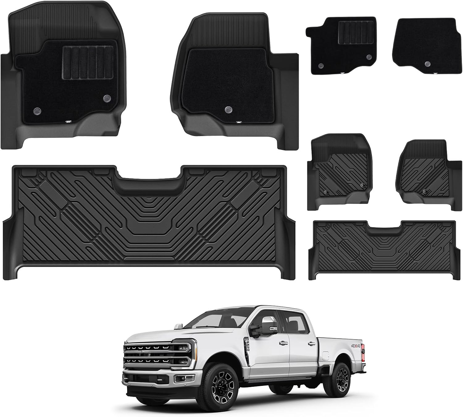 3W Floor Mats for Ford Super Duty Crew Cab F-250 F-350 F-450 F-550