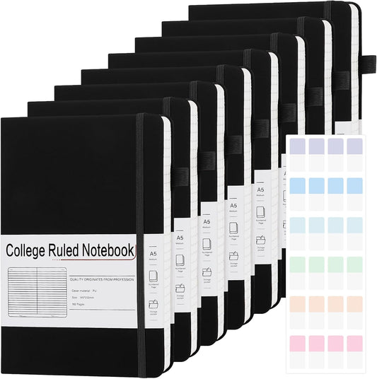 A5 Lined Journal Notebooks for Work, 192 Pages, 8 Pack