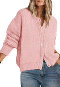 Long Sleeve Crewneck Button Down Cardigan Sweater - Cozy Fall Layer